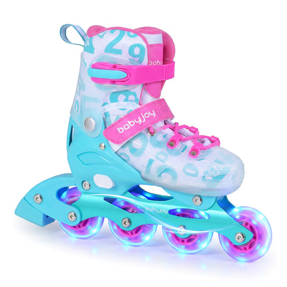 Kids Adjustable Inline Skates | Light Up Wheels | Blue Size M