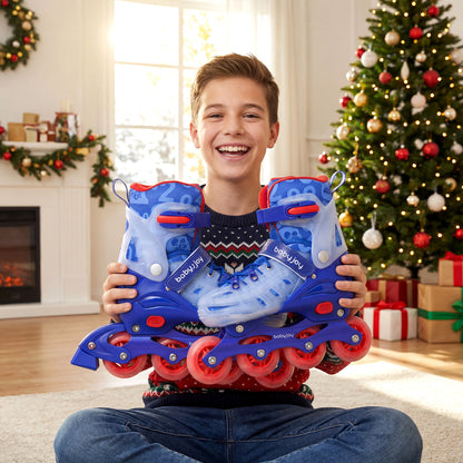 Blue Light Up Wheels Kids Inline Skates | Adjustable Size L