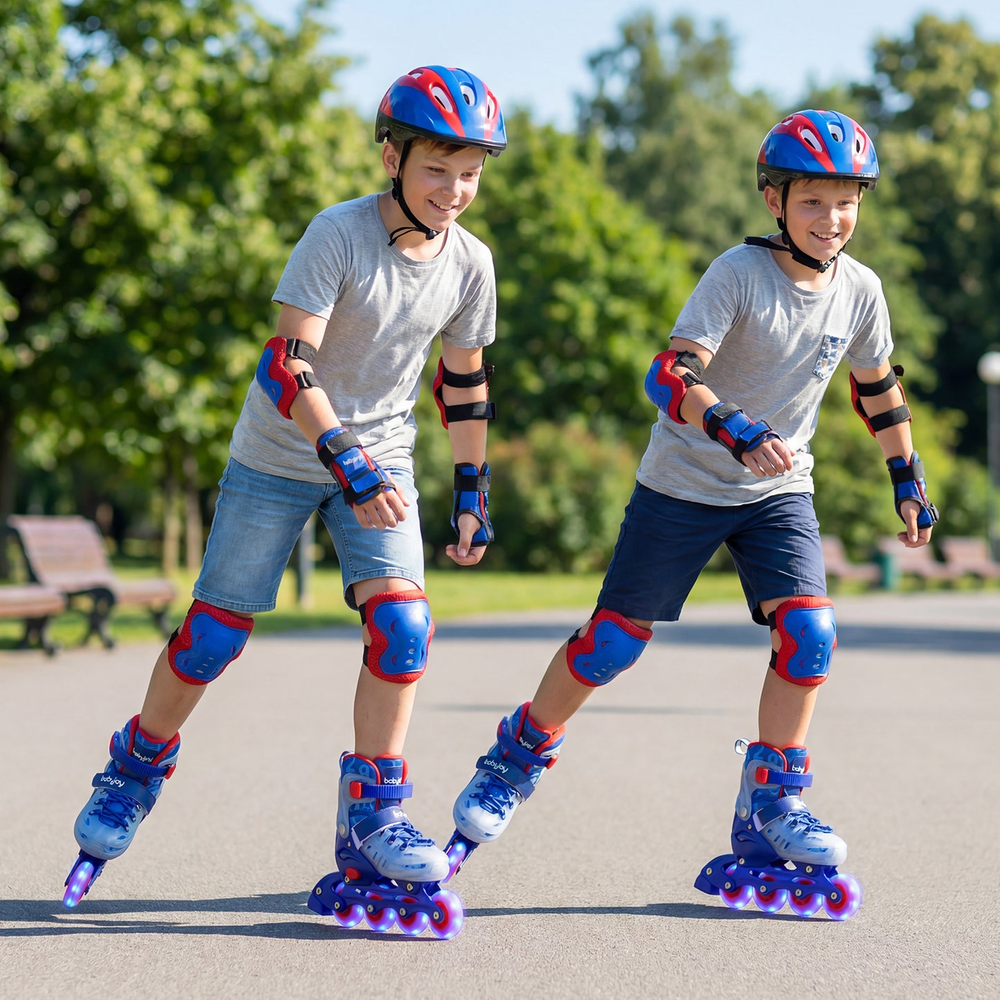Blue Light Up Wheels Kids Inline Skates | Adjustable Size L