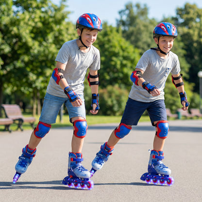 Blue Light Up Wheels Kids Inline Skates | Adjustable Size L