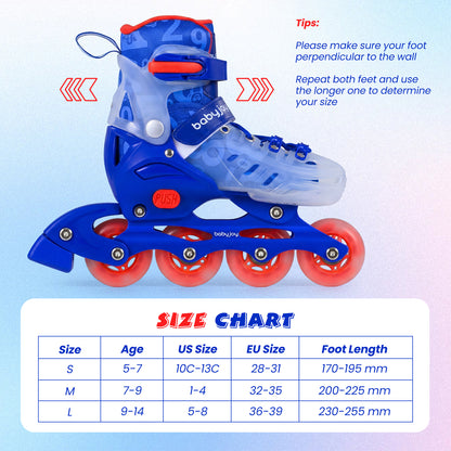 Blue Light Up Wheels Kids Inline Skates | Adjustable Size L