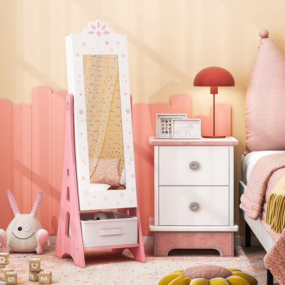 Kids Jewelry Armoire Cabinet Mirror With Storage And 2 Tilt Angles White
