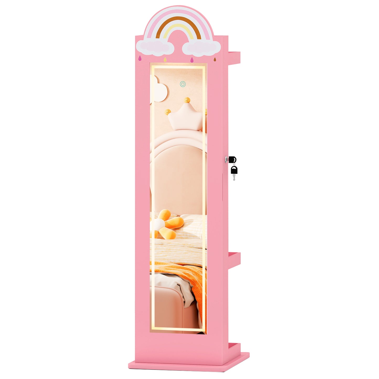 Pink Kids Jewelry Cabinet | Full Length Mirror with LED Lights