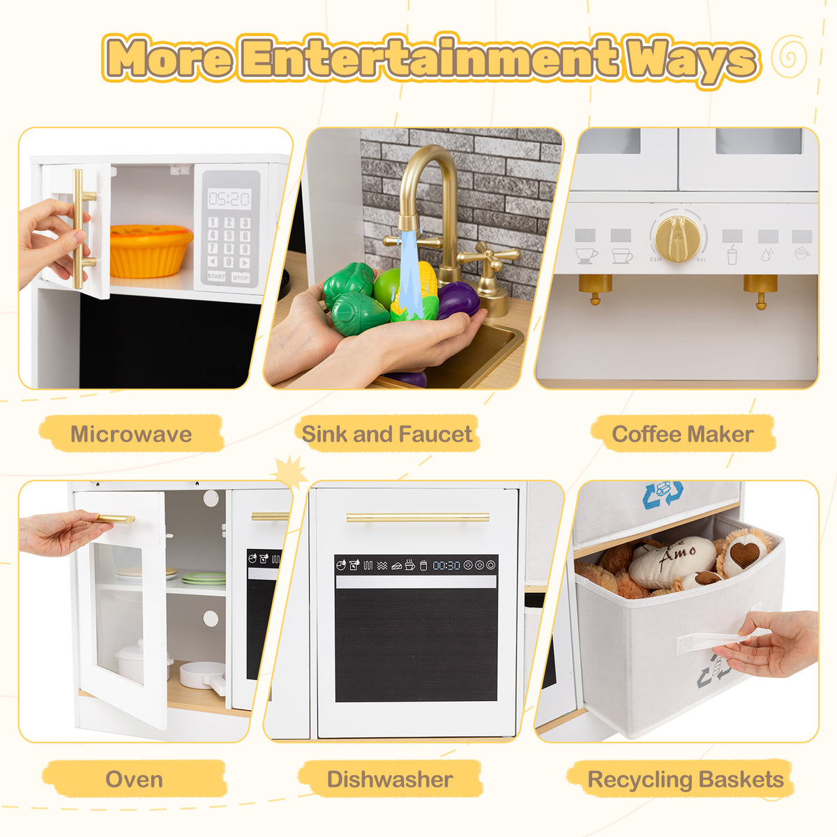 Kids Kitchen Playset | Wooden Pretend Play with Lights & Sounds