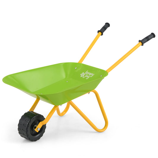 Kids Metal Wheelbarrow Light Green | Non-Slip Handle & All-Terrain Wheel