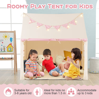 Kids Play Tent With Padded Mat & Star Lights | Pink