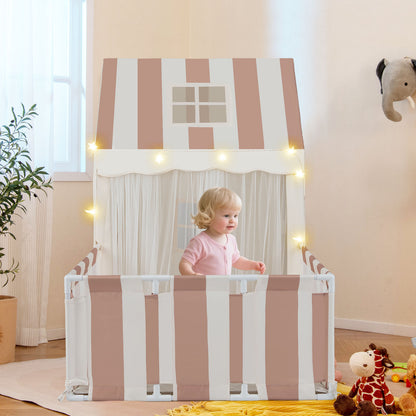 2 In 1 Kids Play Tent Playpen | Star Lights | Beige Mat