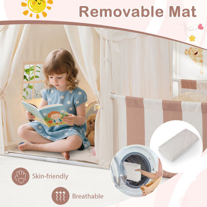 2 In 1 Kids Play Tent Playpen | Star Lights | Beige Mat