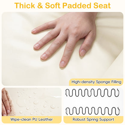Beige 2 Seater Kids Recliner | Cup Holders & Storage Pockets