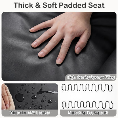 Black 2 Seater Kids Recliner | Cup Holders & Storage Pockets