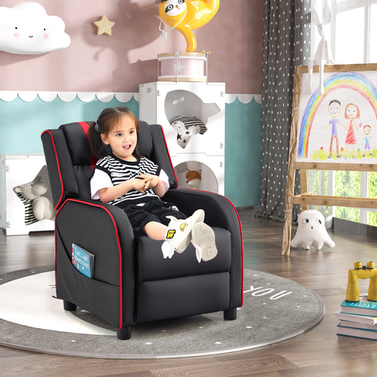 Red Kids Recliner Sofa | Adjustable Backrest & Footrest