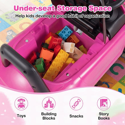Pink Kids Ride On Push Car | Under Seat Storage for Toddlers