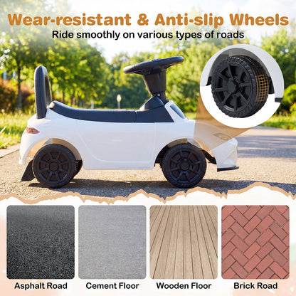 White Kids Ride On Push Car | Under Seat Storage For Toddlers