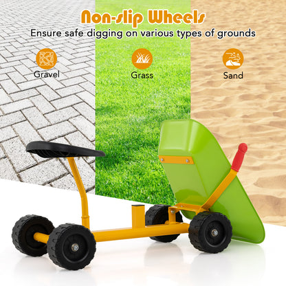 Green Ride On Sand Dumper | Heavy Duty Carbon Steel | 50kg