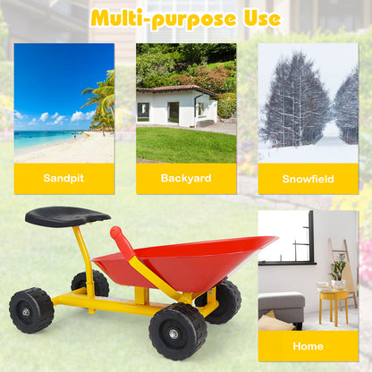 Red Kids Ride On Sand Dumper | Heavy Duty Carbon Steel 50kg