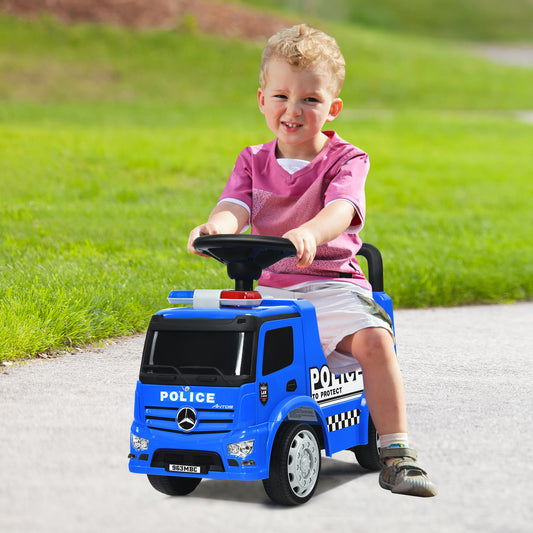 Blue Mercedes Benz Police Ride On Car | Push Bar Toddler Toy