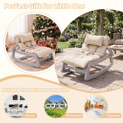 Grey Kids Rocking Chair | Adjustable Backrest & Washable Cushion