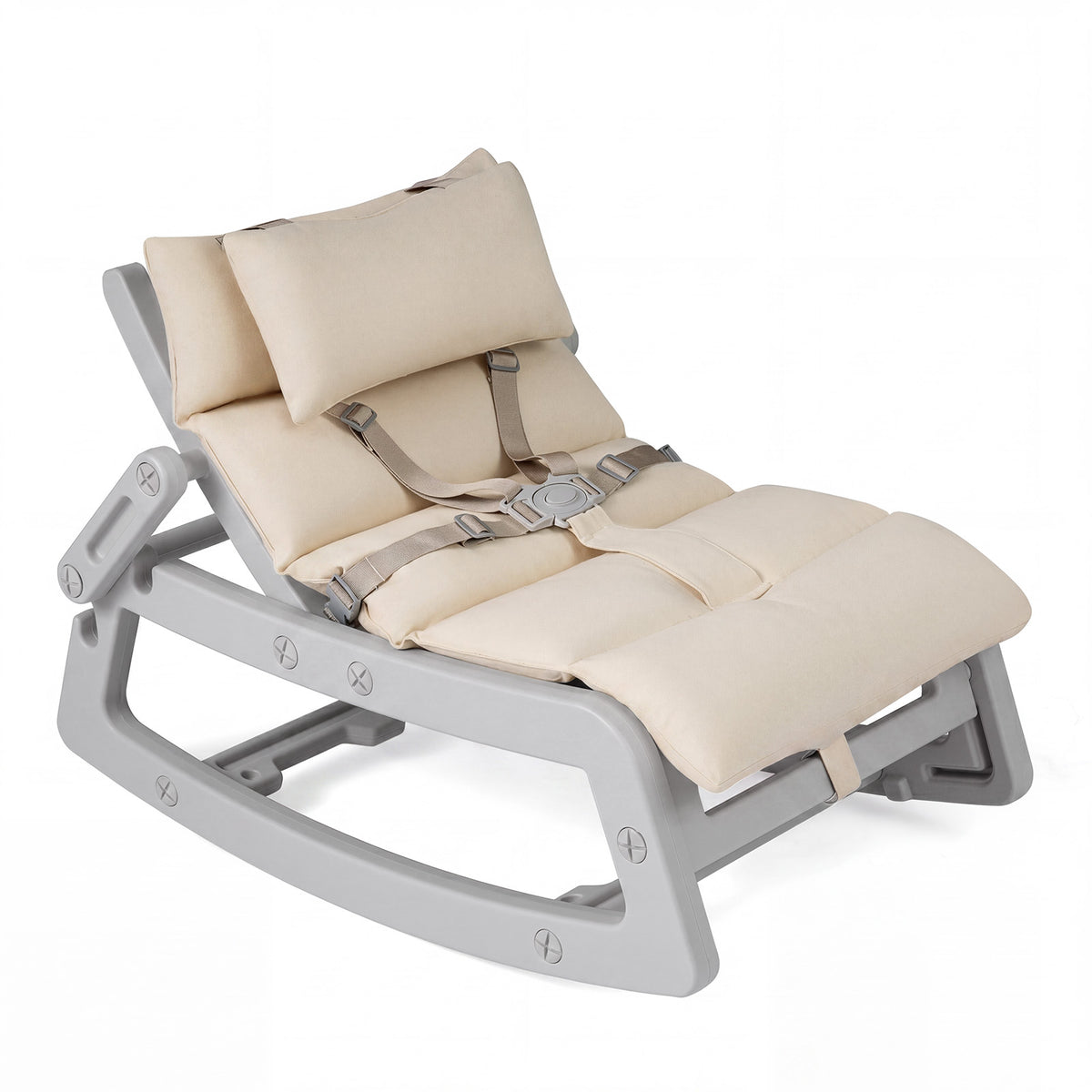 Grey Kids Rocking Chair | Adjustable Backrest & Washable Cushion