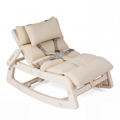 Beige Kids Rocking Chair | Adjustable Backrest & Washable Cushion