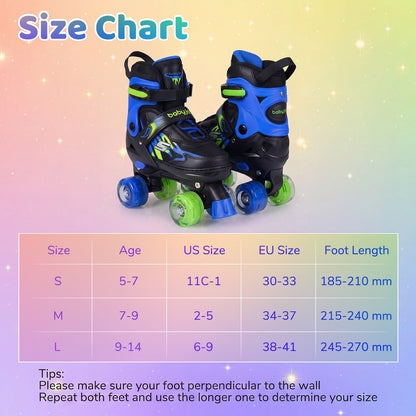 Adjustable Light Up Roller Skates | 4 Size Growth | Blue | Ages 7-9