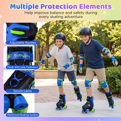 Navy 4-Size Adjustable Roller Skates | Light-Up Wheels | Ages 9-14