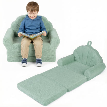 Green Kids Flip Out Sofa | 2 In 1 Foam Lounger with Soft Cover