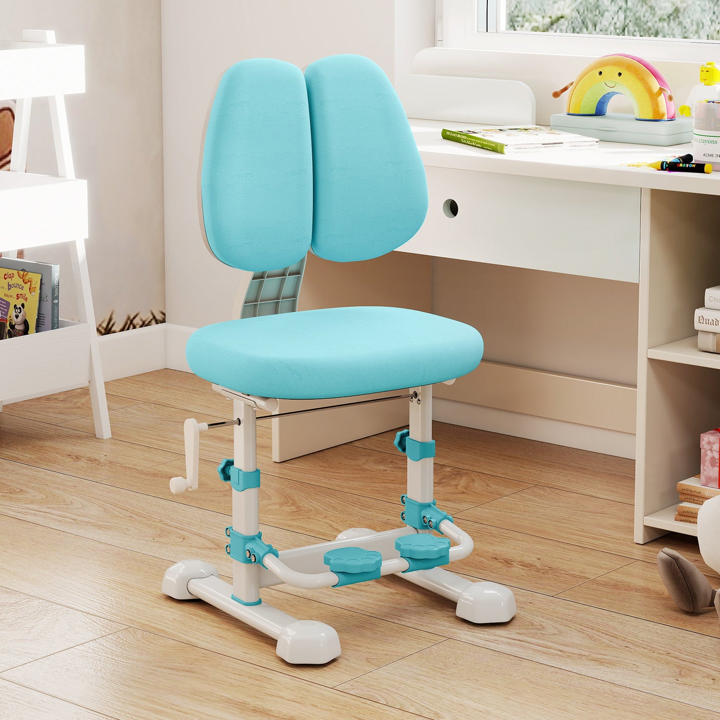 Blue Ergonomic Kids Study Chair | Adjustable Height & Footrest
