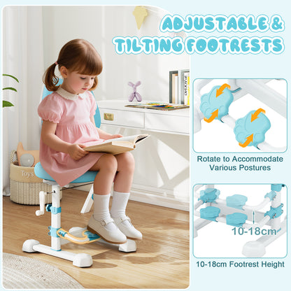 Blue Ergonomic Kids Study Chair | Adjustable Height & Footrest