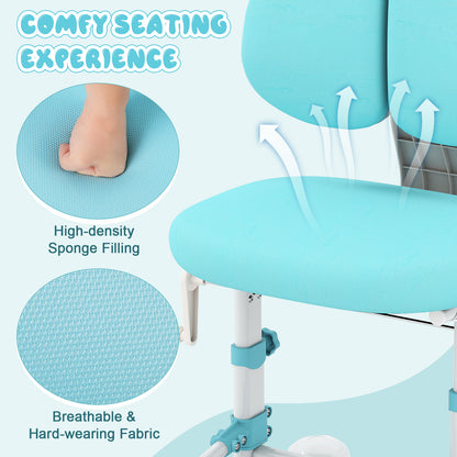 Blue Ergonomic Kids Study Chair | Adjustable Height & Footrest