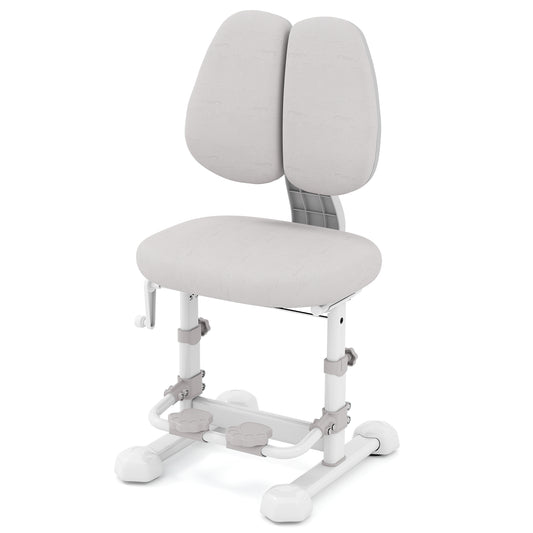 Ergonomic Kids Study Chair | Adjustable Backrest & Footrest | Grey
