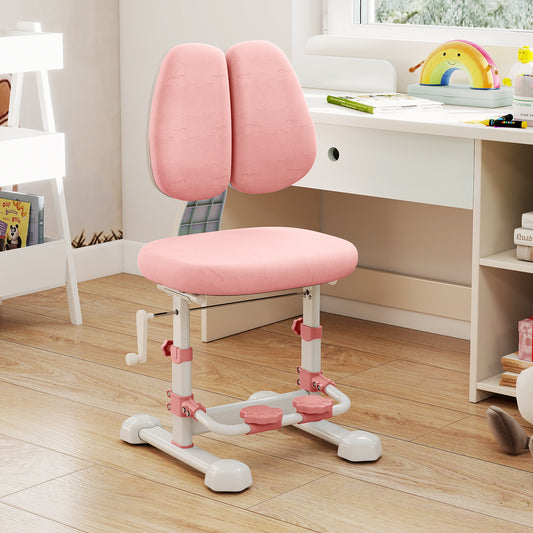 Pink Kids Ergonomic Chair | Adjustable Height & Double Backrest
