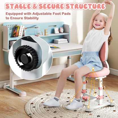 Pink Kids Ergonomic Chair | Adjustable Height & Double Backrest
