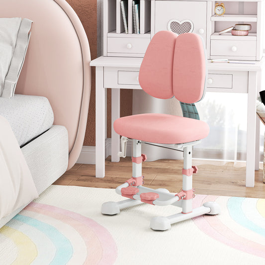 Pink Kids Ergonomic Chair | Adjustable Height & Double Backrest