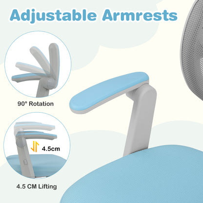 Kids Adjustable Height Swivel Desk Chair Blue | Ergonomic Mesh