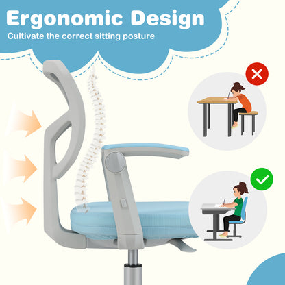 Kids Adjustable Height Swivel Desk Chair Blue | Ergonomic Mesh