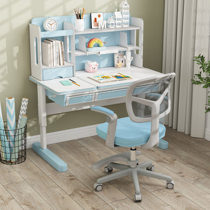 Kids Adjustable Height Swivel Desk Chair Blue | Ergonomic Mesh