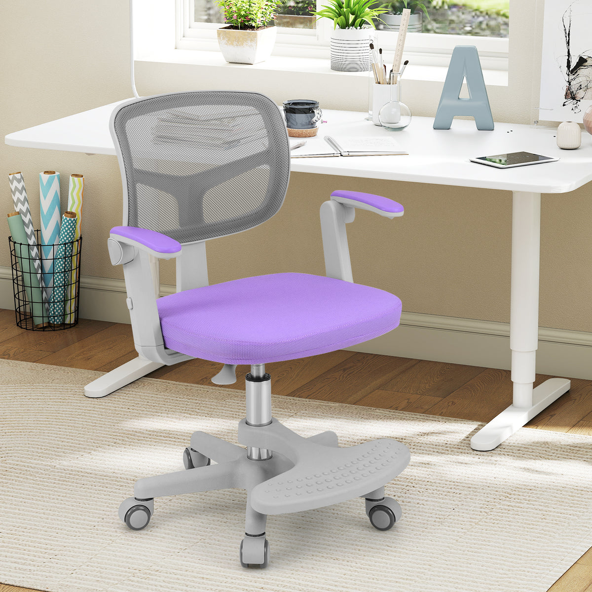 Purple Kids Desk Chair | Adjustable Height Swivel Seat Ages 3-10