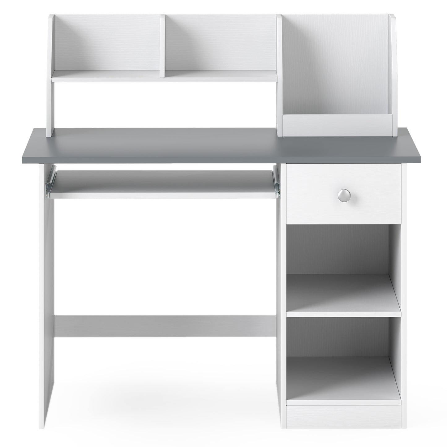 Kids Wooden Desk Grey | Storage Shelves Keyboard Tray Drawer