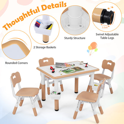 Natural Toddler Desk Set | Graffiti Top & 2 Storage Baskets