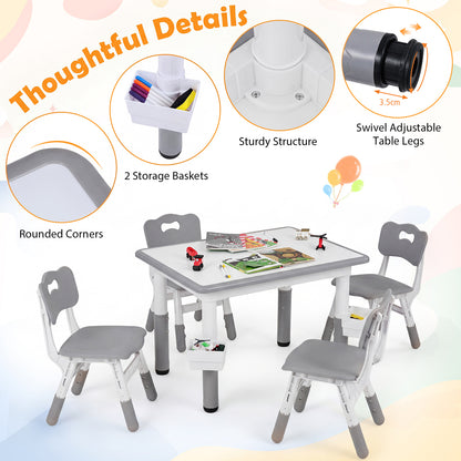 Grey Toddler Desk | Graffiti Top, 7-Level Height & 2 Baskets