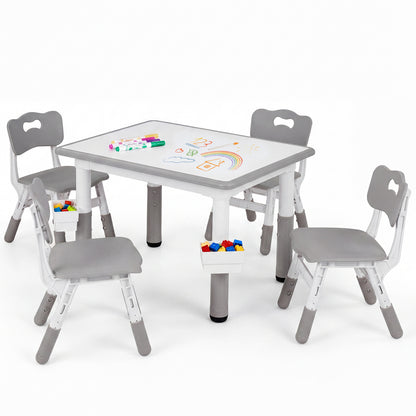 Grey Toddler Desk | Graffiti Top, 7-Level Height & 2 Baskets