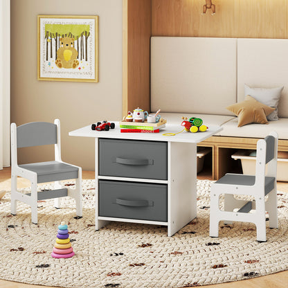 Kids Table and Chair Set Toddler Wooden Activity Table and 2 Chairs Set
