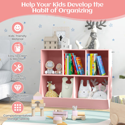 5 Cubby Kids Toy Storage Organizer with Footboard | Pink