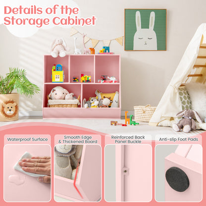 5 Cubby Kids Toy Storage Organizer with Footboard | Pink