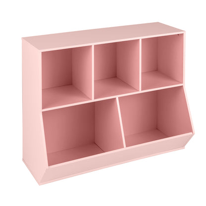 5 Cubby Kids Toy Storage Organizer with Footboard | Pink