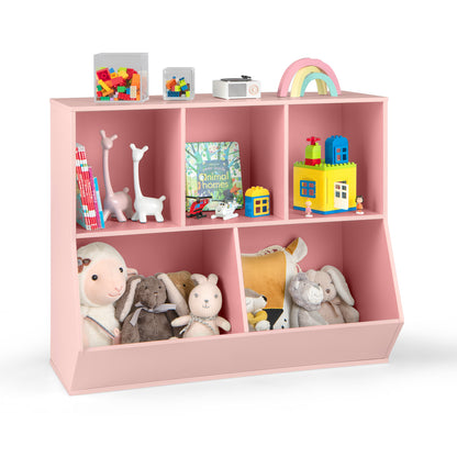 5 Cubby Kids Toy Storage Organizer with Footboard | Pink