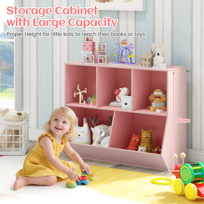 5 Cubby Kids Toy Storage Organizer with Footboard | Pink
