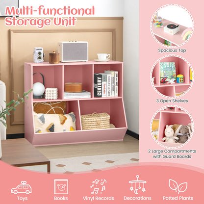 5 Cubby Kids Toy Storage Organizer with Footboard | Pink