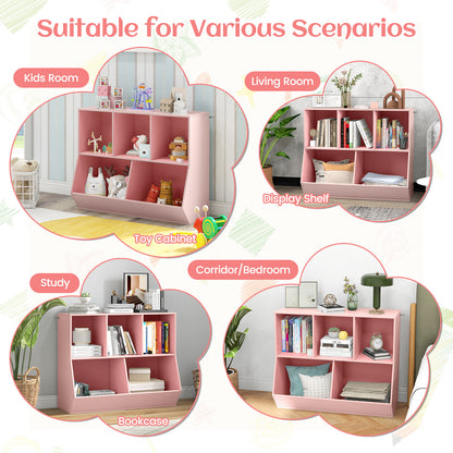 5 Cubby Kids Toy Storage Organizer with Footboard | Pink