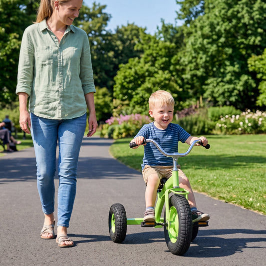 Costway Kids Tricycle with 15 Inch Inflatable Rubber Tires for Toddlers Aged 3+-Green